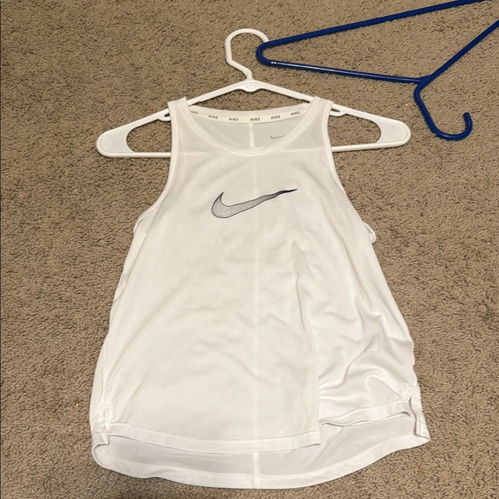 Nike White Tank Top with Grey Swoosh Logo
